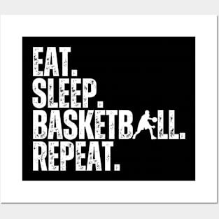 Eat Sleep Basketball Repeat Retro Vintage Boy Kid Men Women Posters and Art